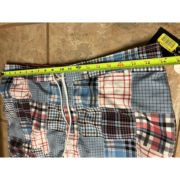 Roundtree & Yorke NWT Swimming Trunks Zip Up Plaid  Large Lined Mesh Pink Blue - Picture 4 of 11